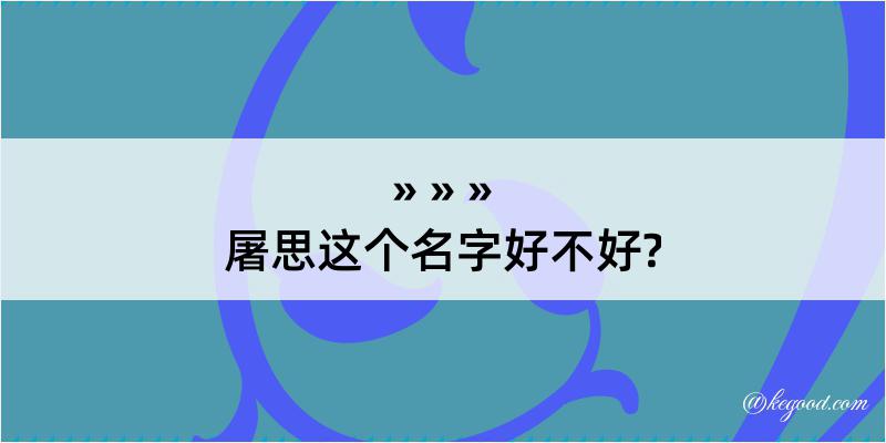 屠思这个名字好不好?