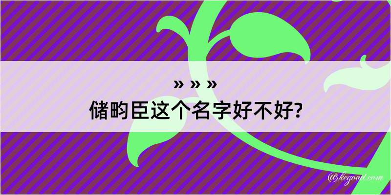 储畇臣这个名字好不好?