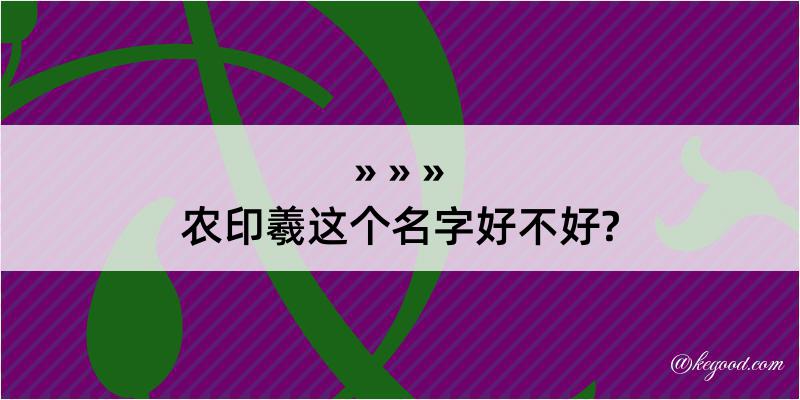 农印羲这个名字好不好?