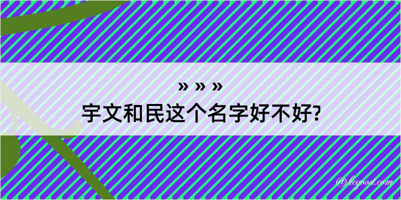 宇文和民这个名字好不好?