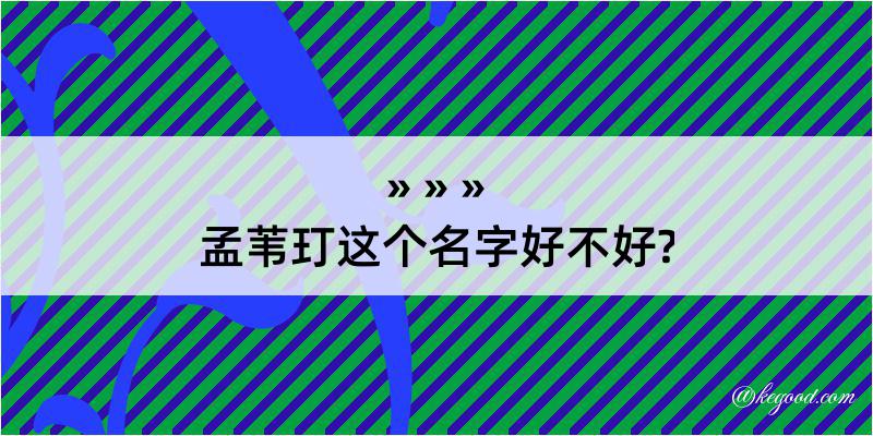 孟苇玎这个名字好不好?