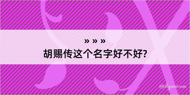 胡赐传这个名字好不好?