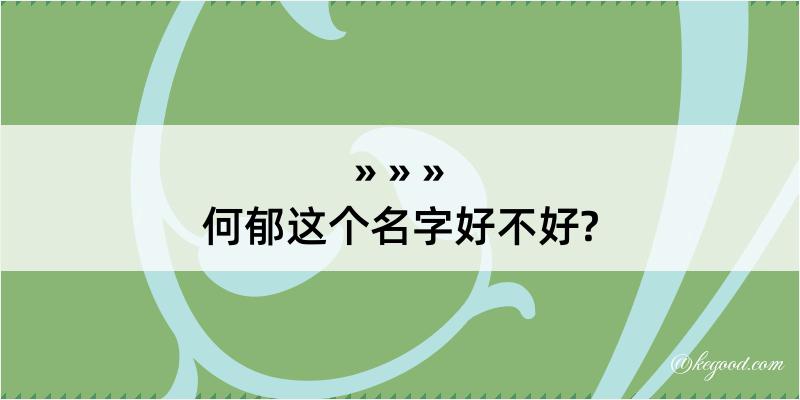 何郁这个名字好不好?