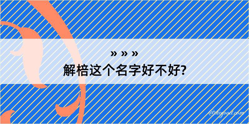 解棓这个名字好不好?