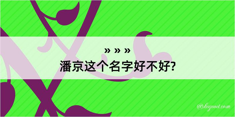 潘京这个名字好不好?