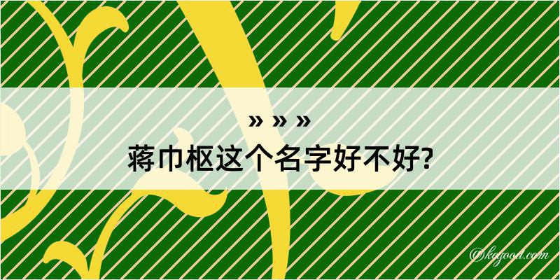 蒋巾枢这个名字好不好?