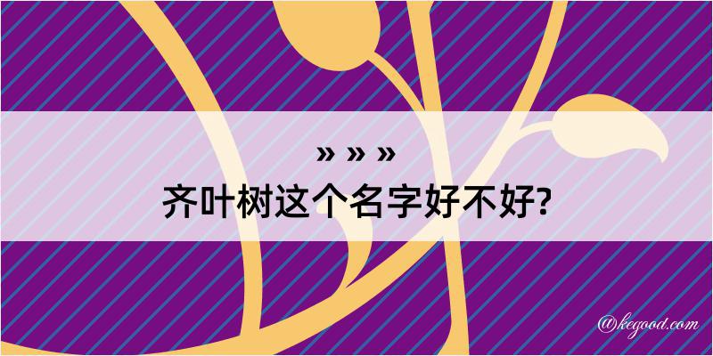 齐叶树这个名字好不好?