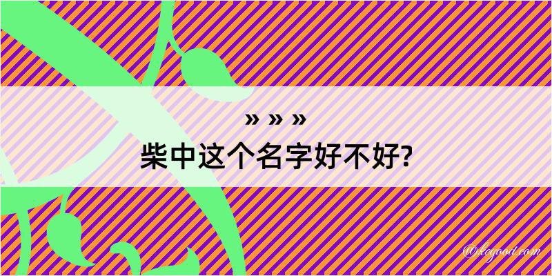 柴中这个名字好不好?