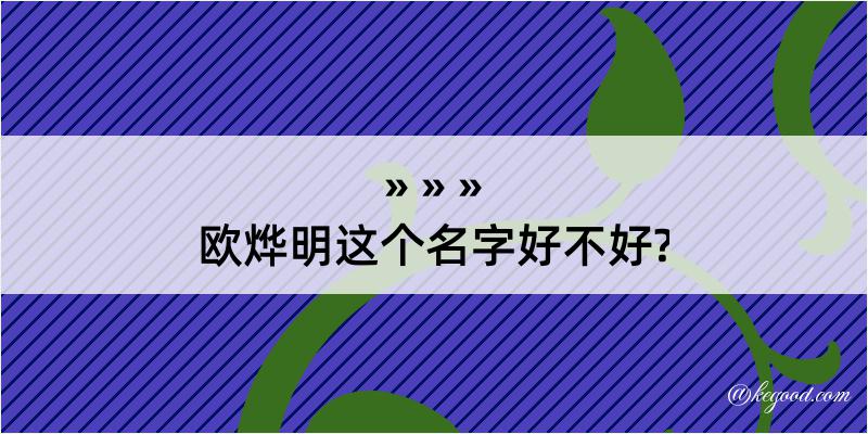 欧烨明这个名字好不好?