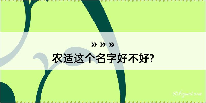 农适这个名字好不好?