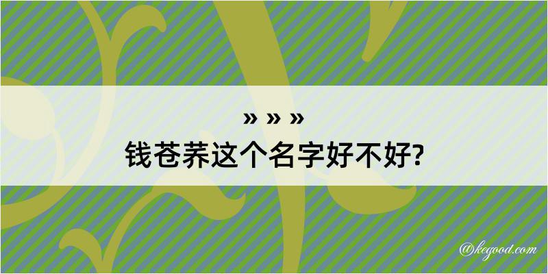 钱苍荞这个名字好不好?