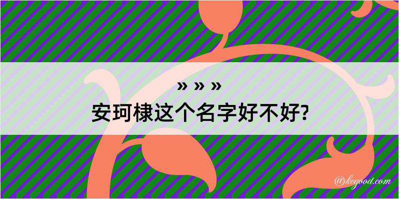 安珂棣这个名字好不好?