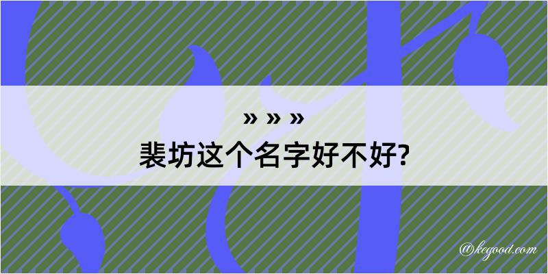 裴坊这个名字好不好?