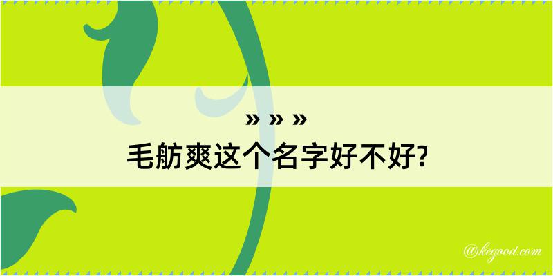 毛舫爽这个名字好不好?