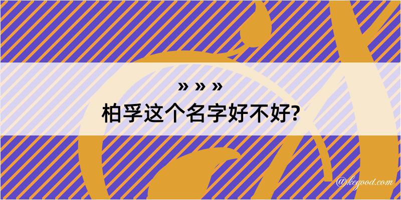 柏孚这个名字好不好?