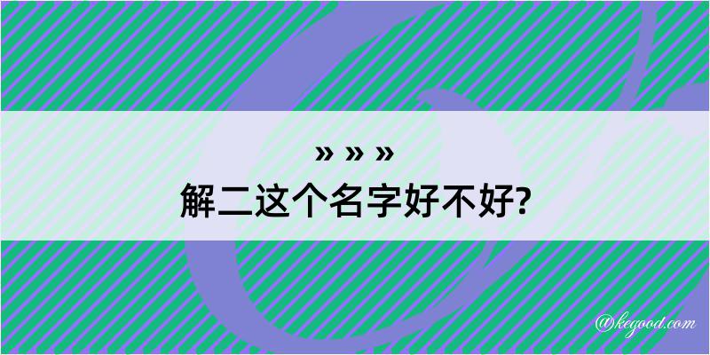 解二这个名字好不好?