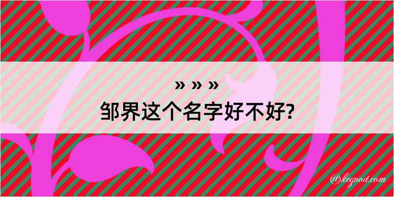 邹界这个名字好不好?