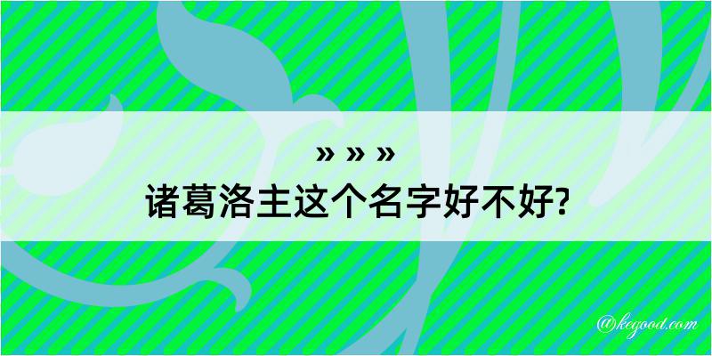 诸葛洛主这个名字好不好?