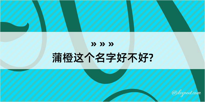 蒲橙这个名字好不好?