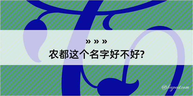 农都这个名字好不好?