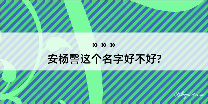 安杨謦这个名字好不好?