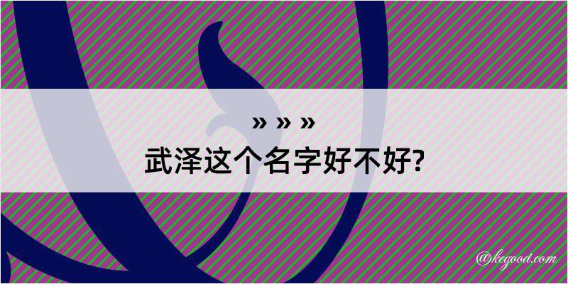 武泽这个名字好不好?