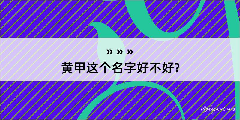 黄甲这个名字好不好?