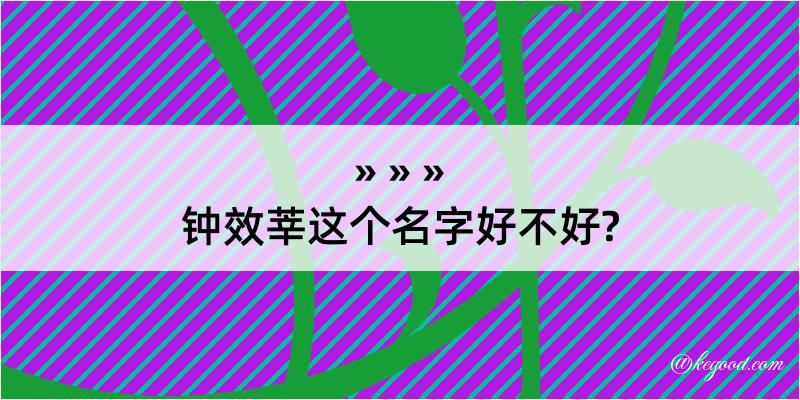 钟效莘这个名字好不好?