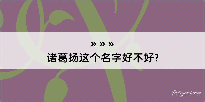 诸葛扬这个名字好不好?