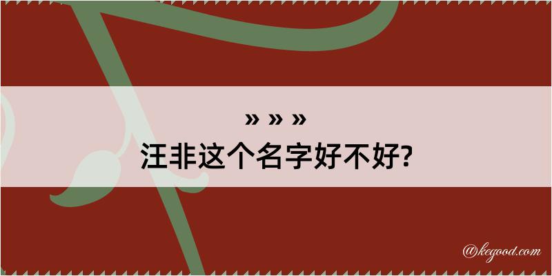 汪非这个名字好不好?