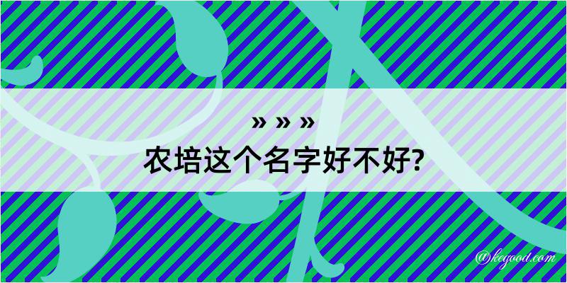 农培这个名字好不好?