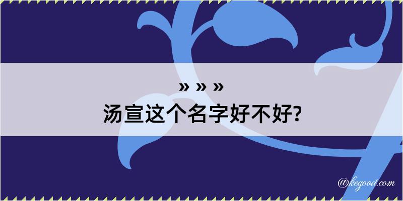 汤宣这个名字好不好?