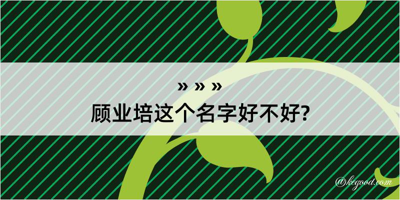 顾业培这个名字好不好?