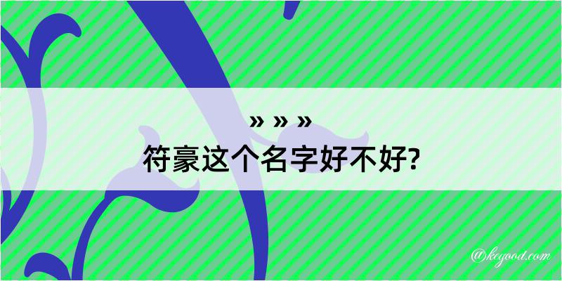 符豪这个名字好不好?