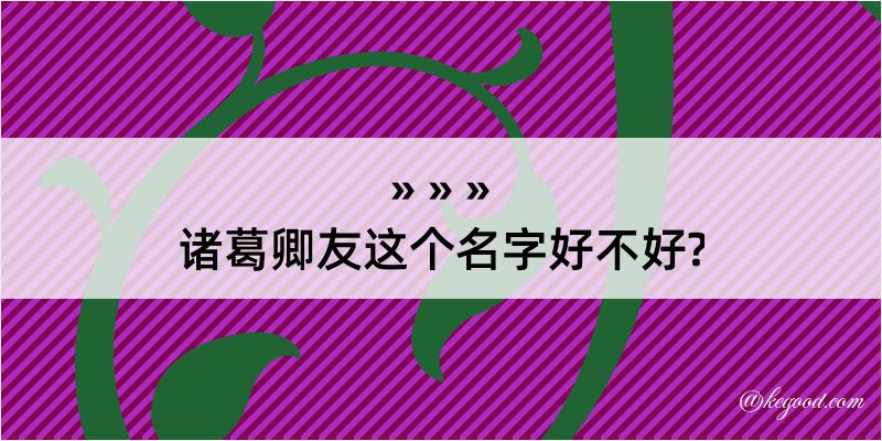 诸葛卿友这个名字好不好?