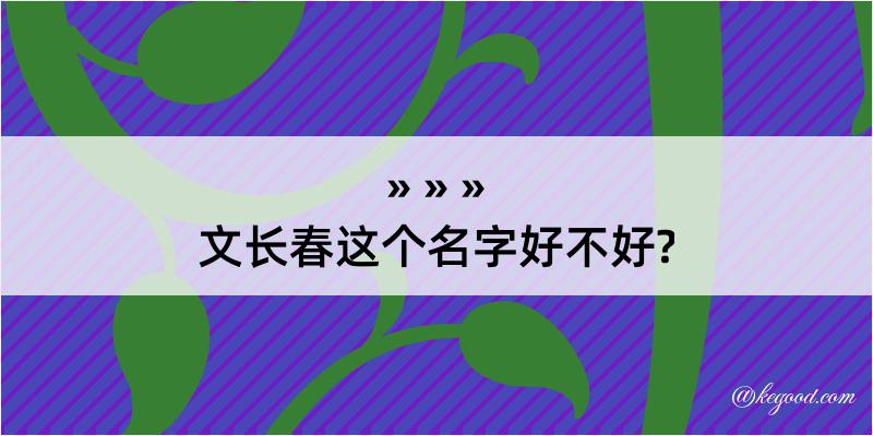 文长春这个名字好不好?