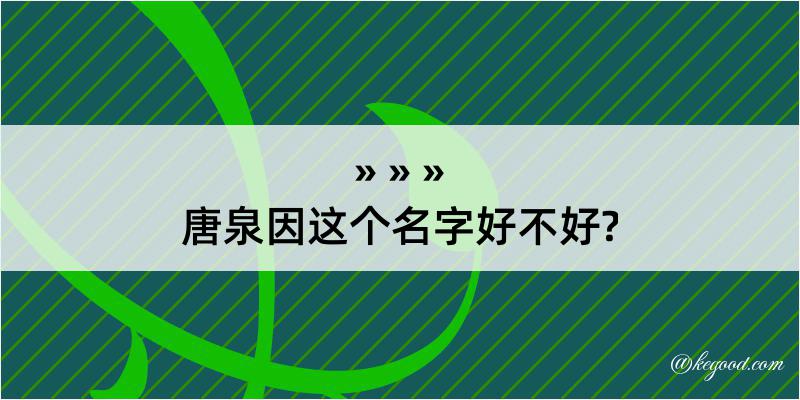 唐泉因这个名字好不好?