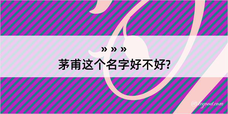 茅甫这个名字好不好?