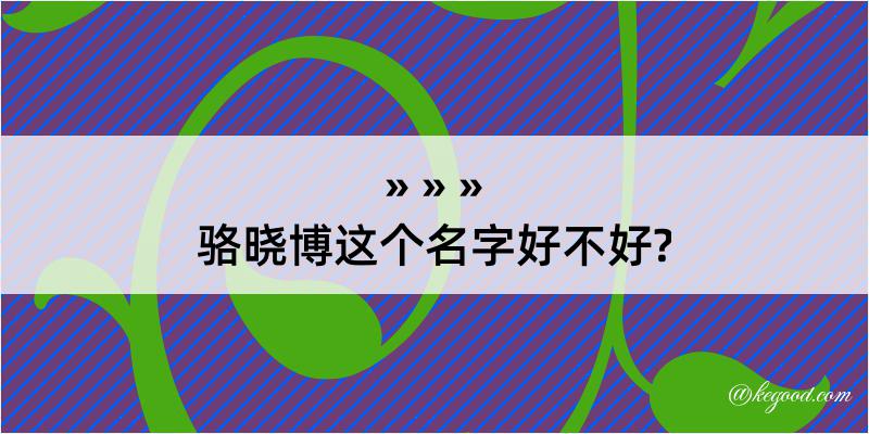 骆晓博这个名字好不好?