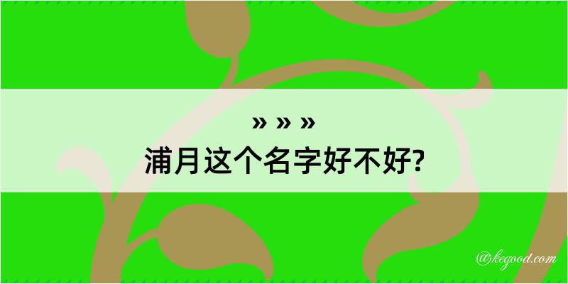 浦月这个名字好不好?