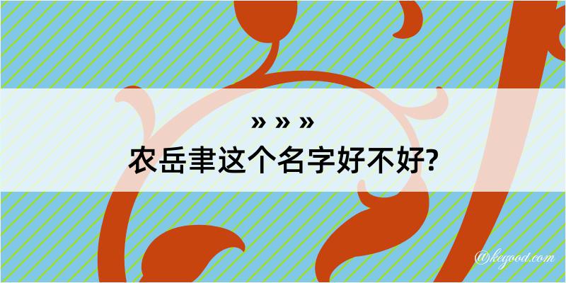 农岳聿这个名字好不好?