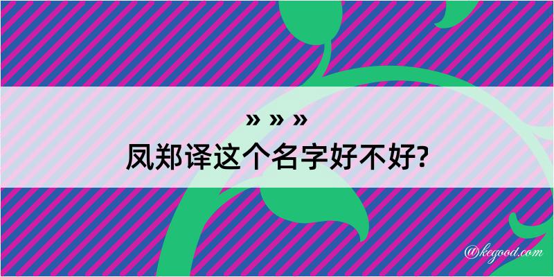 凤郑译这个名字好不好?