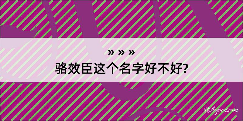 骆效臣这个名字好不好?