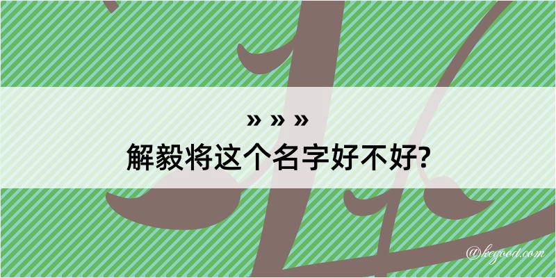 解毅将这个名字好不好?