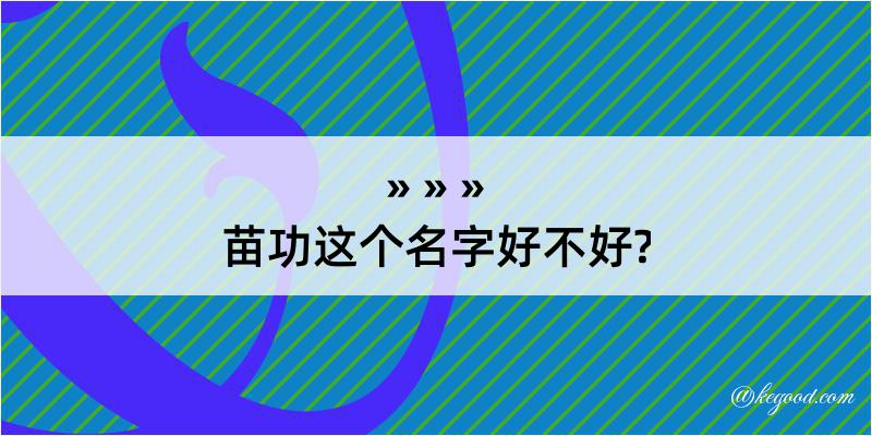 苗功这个名字好不好?