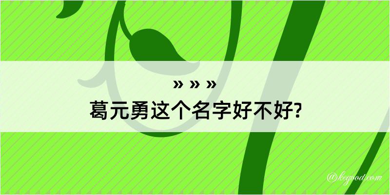 葛元勇这个名字好不好?