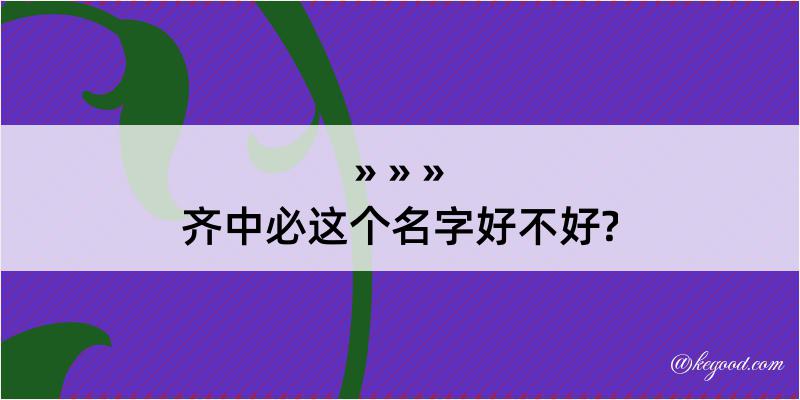 齐中必这个名字好不好?