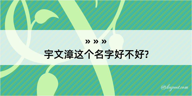 宇文漳这个名字好不好?