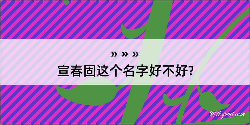 宣春固这个名字好不好?