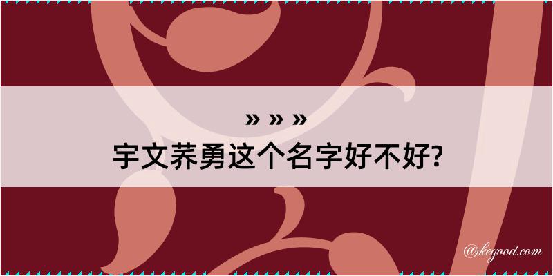 宇文荞勇这个名字好不好?